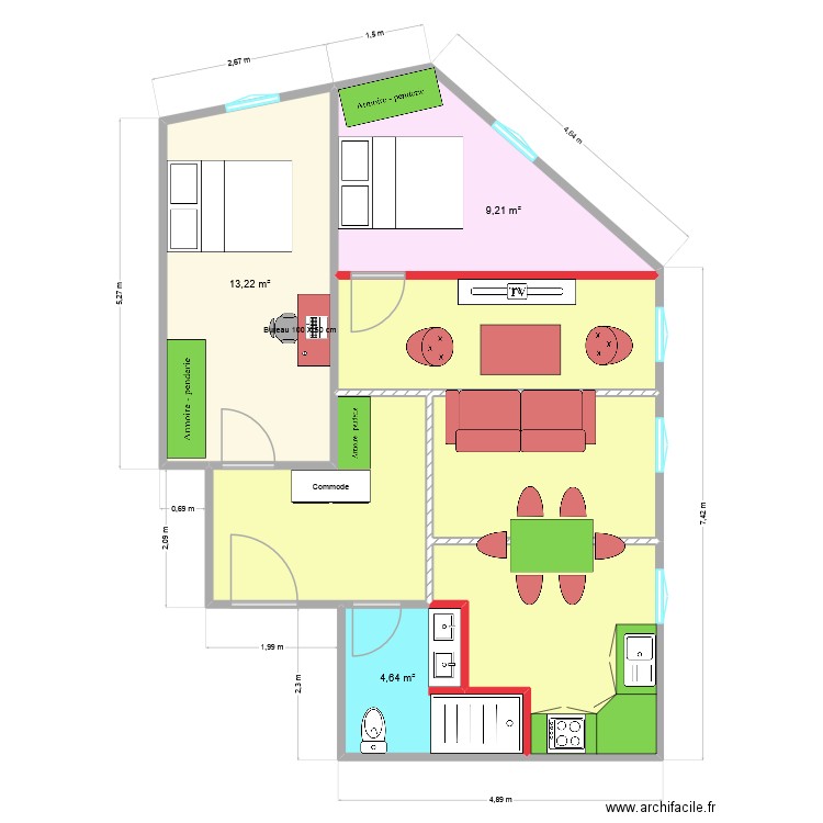 pointe rouge projet 1. Plan de 7 pièces et 59 m2