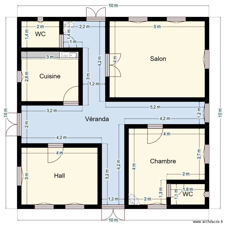 Plan de terrain 10mx10m Client 221 77 61 63 402 V2. Plan de 7 pièces et 85 m2