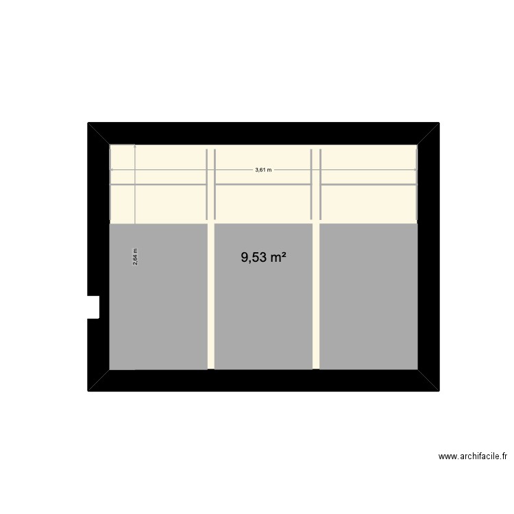 placard. Plan de 1 pièce et 10 m2