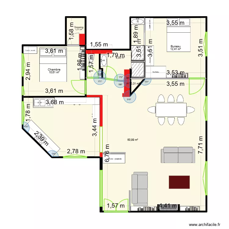 Plan Projet 1 Nath & Jac echelle 1-50. Plan de 6  et 93 m²