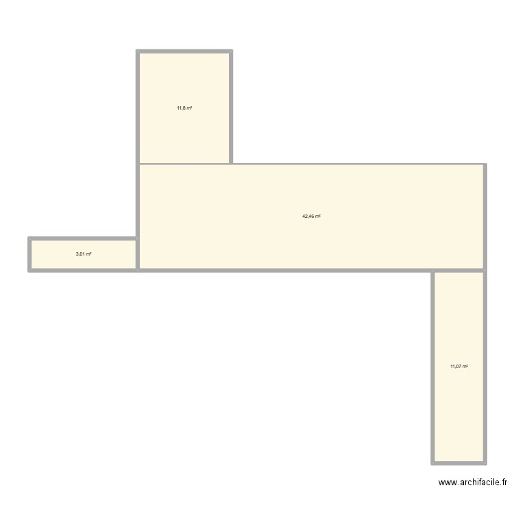 terrasse. Plan de 4 pièces et 69 m2