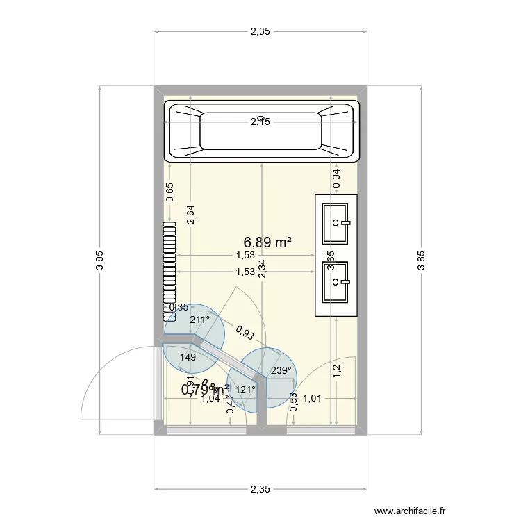 Salle de bain étage. Plan de Salle de bain étage. Plan de