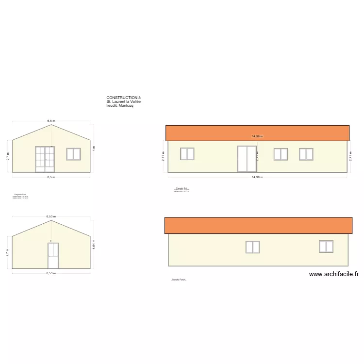 St.Laurent la Val&eacute;e facade. Plan de 
