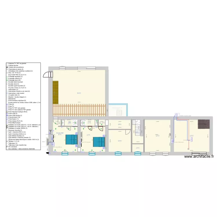 R&eacute;novation des 3 chambres fa&ccedil;ade3. Plan de 25 Pièces et 398 m²