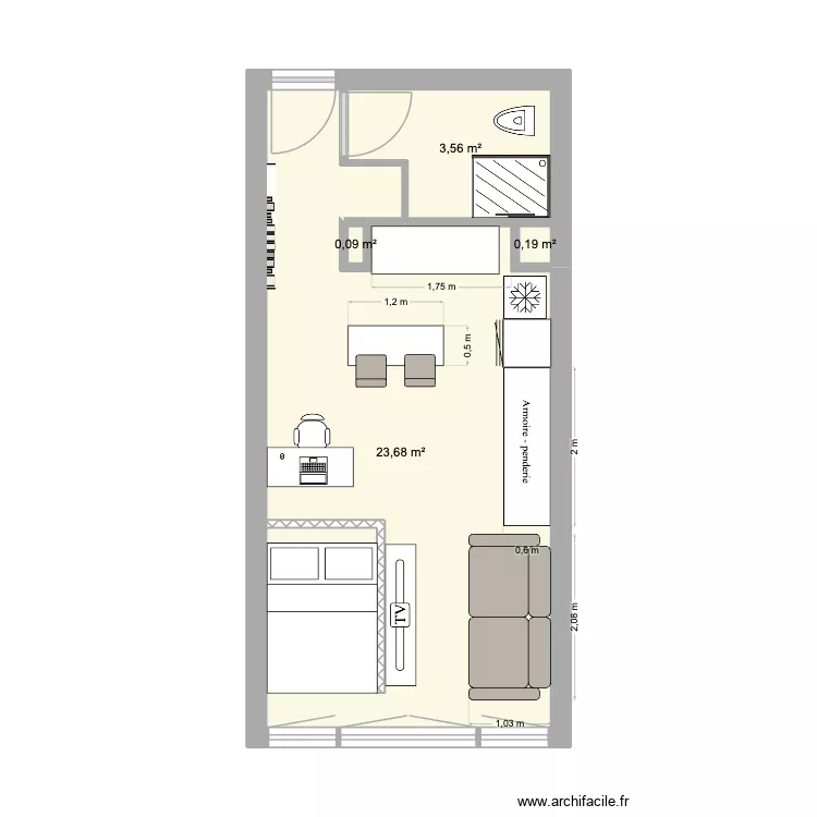 MontreuilV2. Plan de 4  et 28 m²