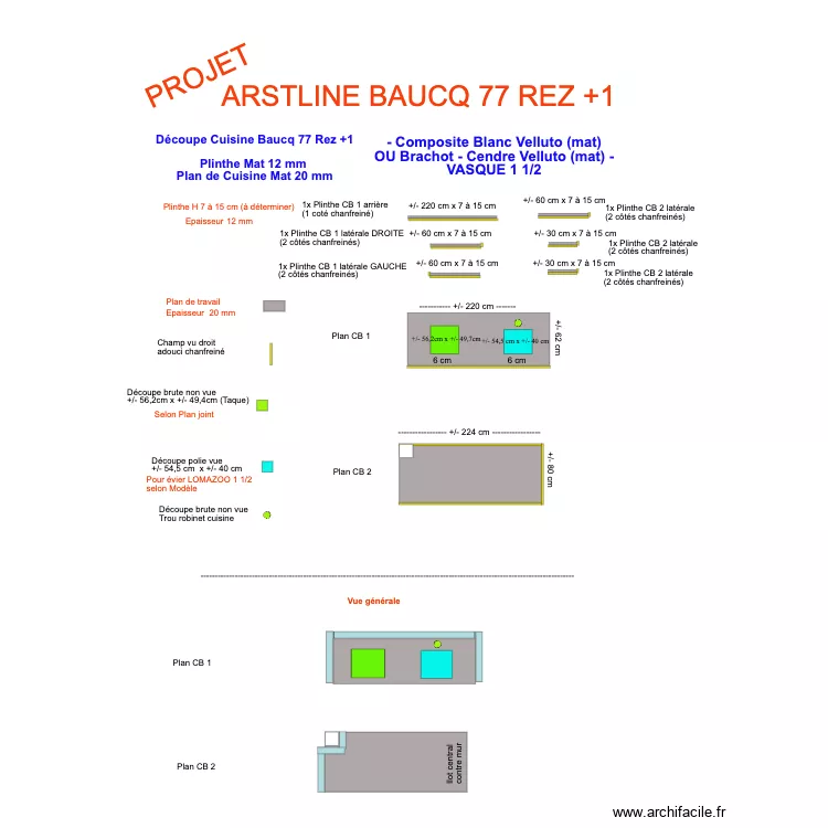 Projet Découpe Cuisine Baucq 77 Rez+1. Plan de Projet Découpe Cuisine Baucq 77 Rez+1. Plan de