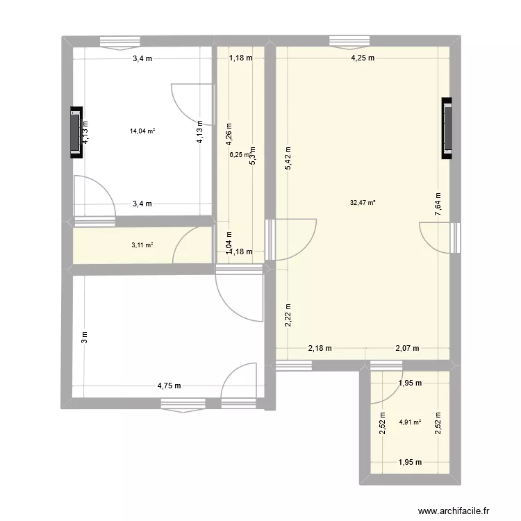 RDC. Plan de 5 et 61 m² RDC. Plan de 5 et 61 m²