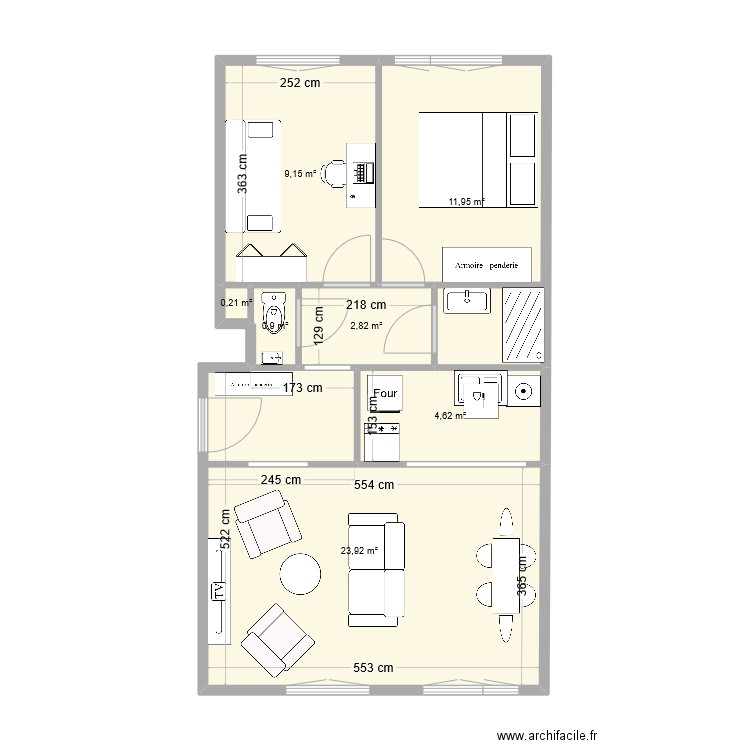 Lesage Solution 2. Plan de 7 pièces et 54 m2