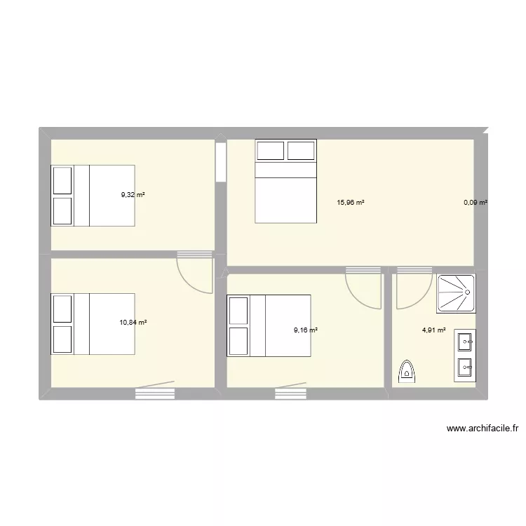 St Lazare - haut V2. Plan de 6  et 50 m²