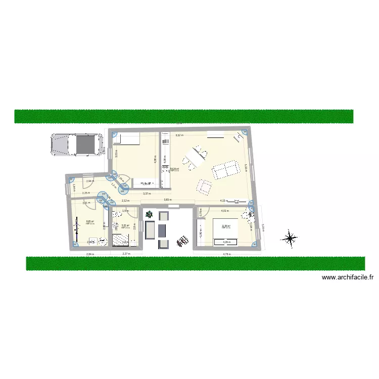 glaci&egrave;re. Plan de 4  et 80 m²