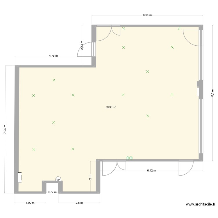 Plan labo Eclairage. Plan de 1 pièce et 90 m2