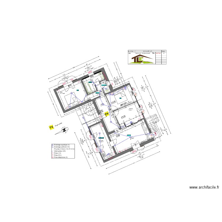 PLAN ELECTRIQUE EXISTANT. Plan de 0 pièce et 0 m2