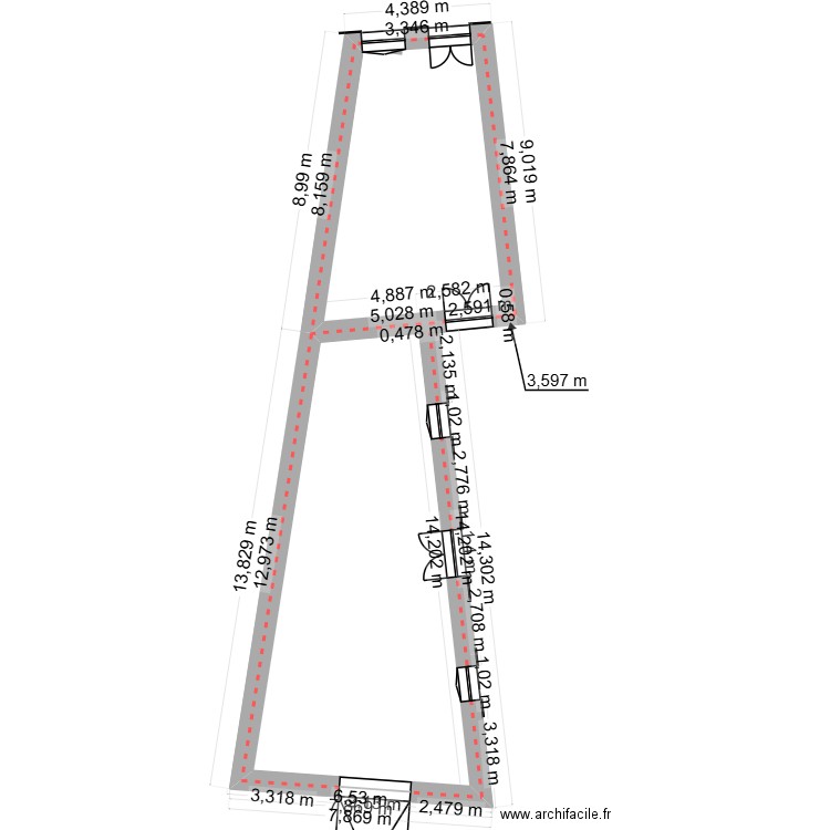 maison + garage1. Plan de 1 pièce et 35 m2