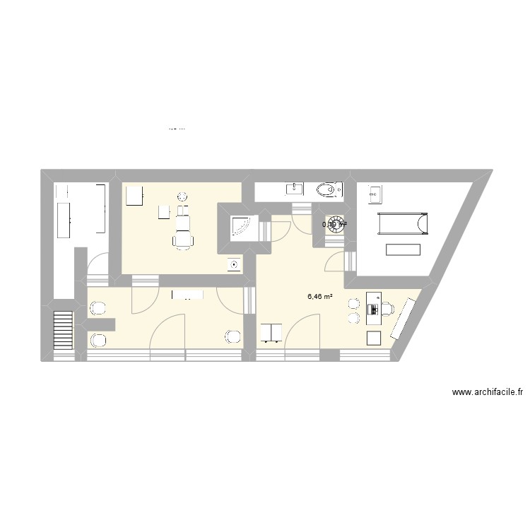 cabinet. Plan de 5 pièces et 16 m2