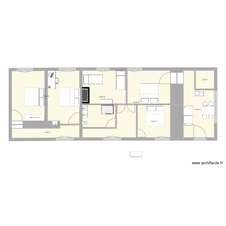 Bitry etage 1 V3. Plan de 7 pièces et 113 m² Bitry etage 1 V3. Plan de 7 pièces et 113 m²