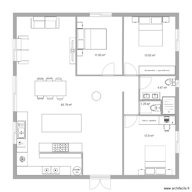grange essai 3. Plan de 6 pièces et 111 m2