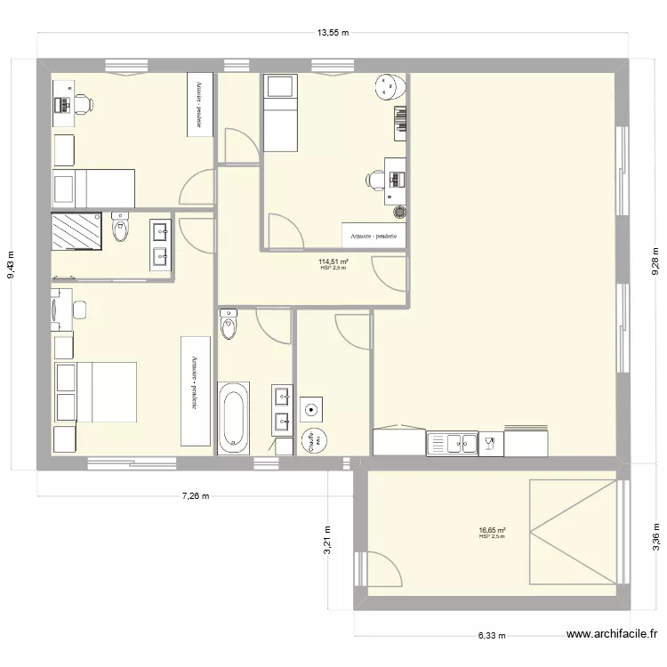 maison. Plan de 2 et 131 m² maison. Plan de 2 et 131 m²
