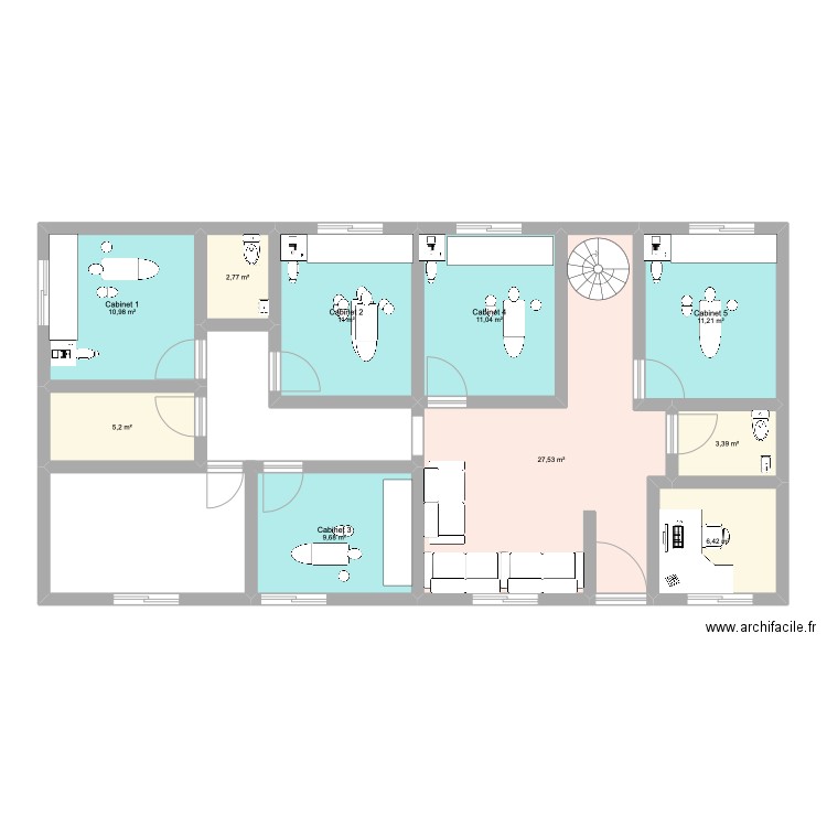 test. Plan de 10 pièces et 99 m2