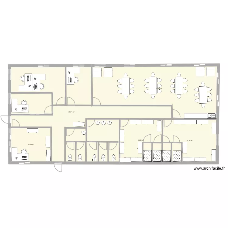 Plan Locaux sociaux v2. Plan de 5  et 207 m²