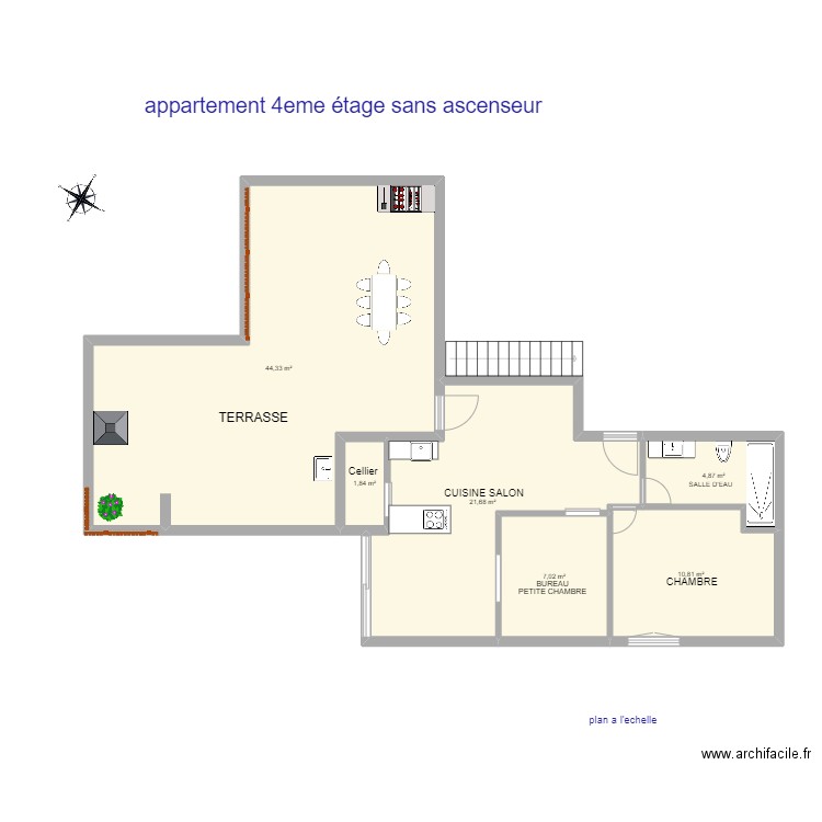 mottland. Plan de 6 pièces et 91 m2