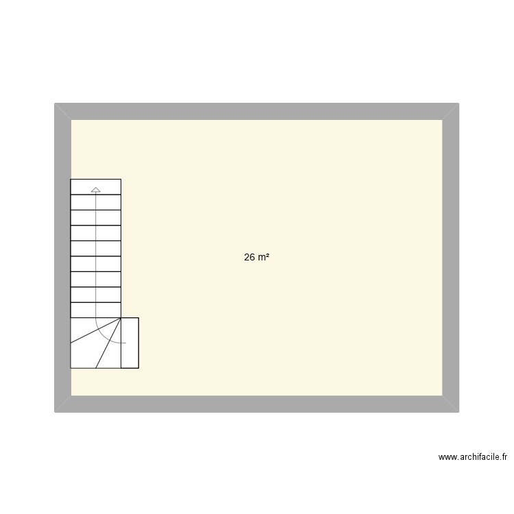 1er etage. Plan de 1 pièce et 26 m2