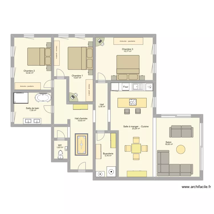Rdc gauche duchene new. Plan de 11  et 115 m²