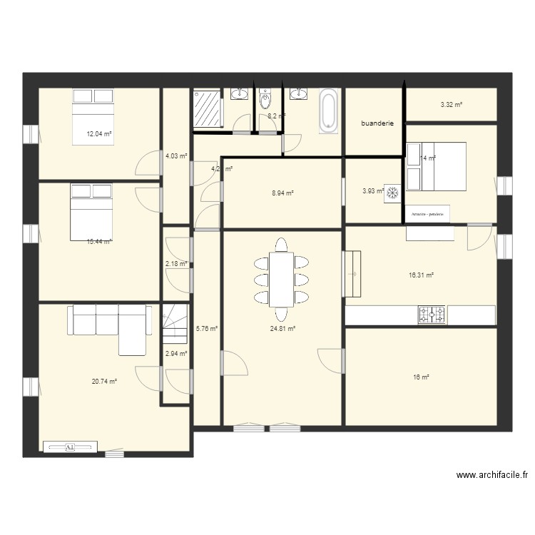 Ferme La Giettaz chaufffage. Plan de 20 pièces et 332 m2