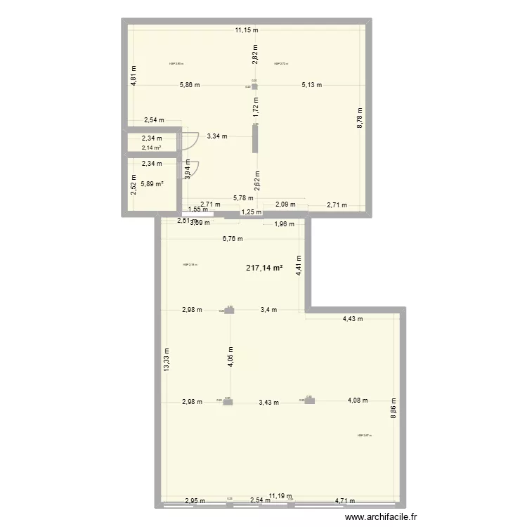 MANOSQUE rectifi&eacute;. Plan de 3 pièces et 225 m²