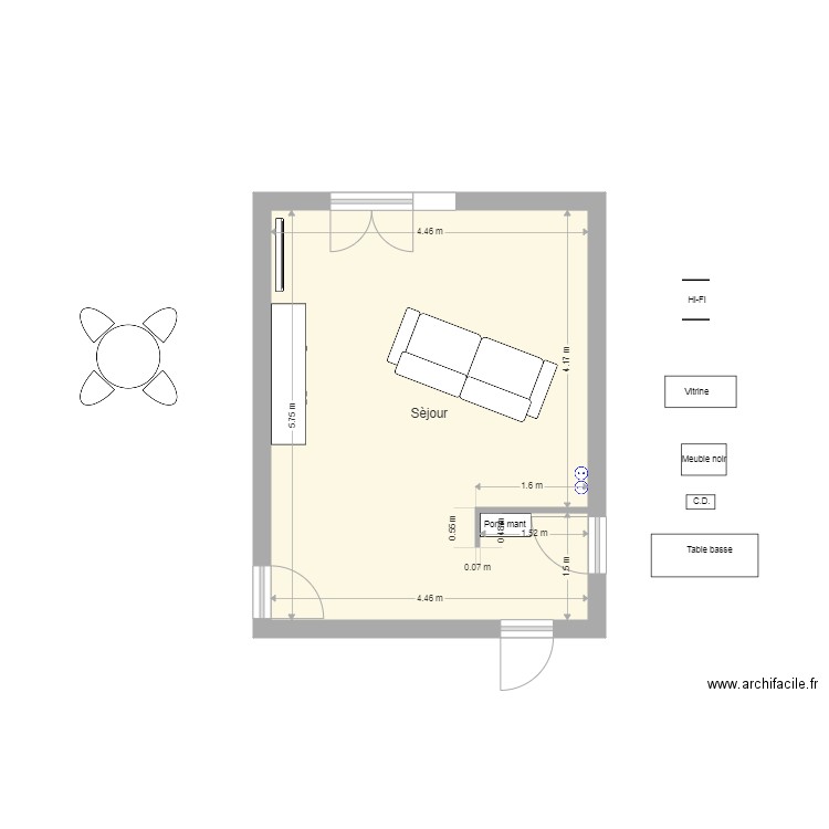 SEJOUR 1(2). Plan de 1 pièce et 25 m2
