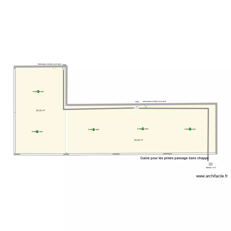 Projet Ingrid. Plan de 2  et 54 m²