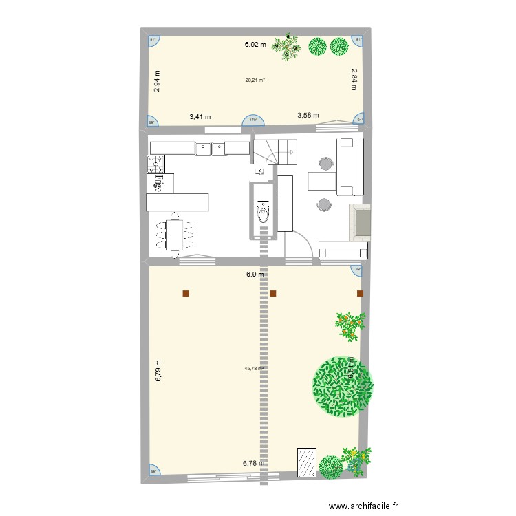 casablava eau. Plan de 2 pièces et 66 m2