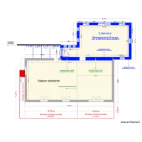 Extension + ext&eacute;rieur - sans escalier + Fen&egrave;tres - V2