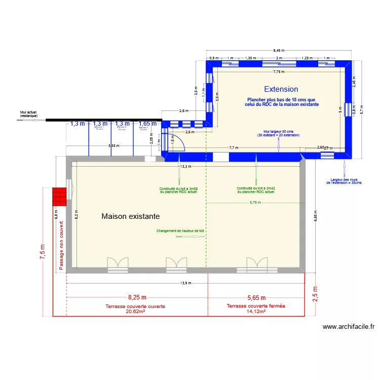 Extension + extérieur - sans escalier + Fenètres - V2. Plan de Extension + extérieur - sans escalier + Fenètres - V2. Plan de