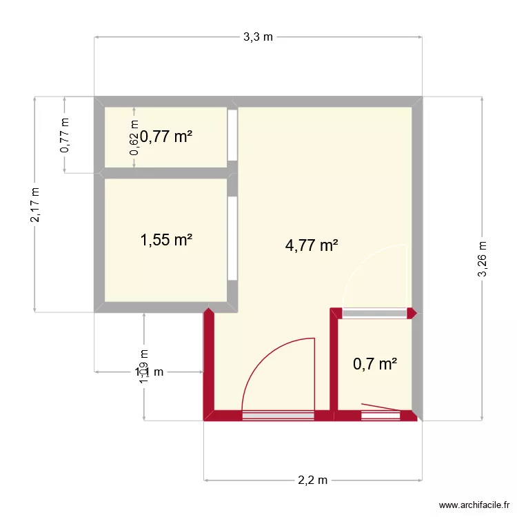 noirmout. Plan de 4  et 8 m²