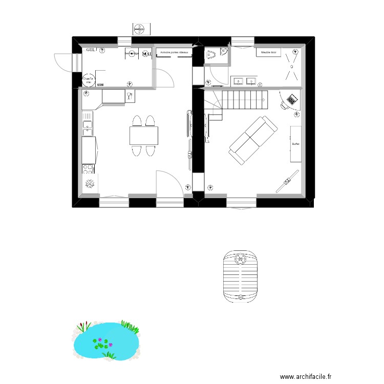 wc dans sdb et salon 24072025. Plan de 0 pièce et 0 m2
