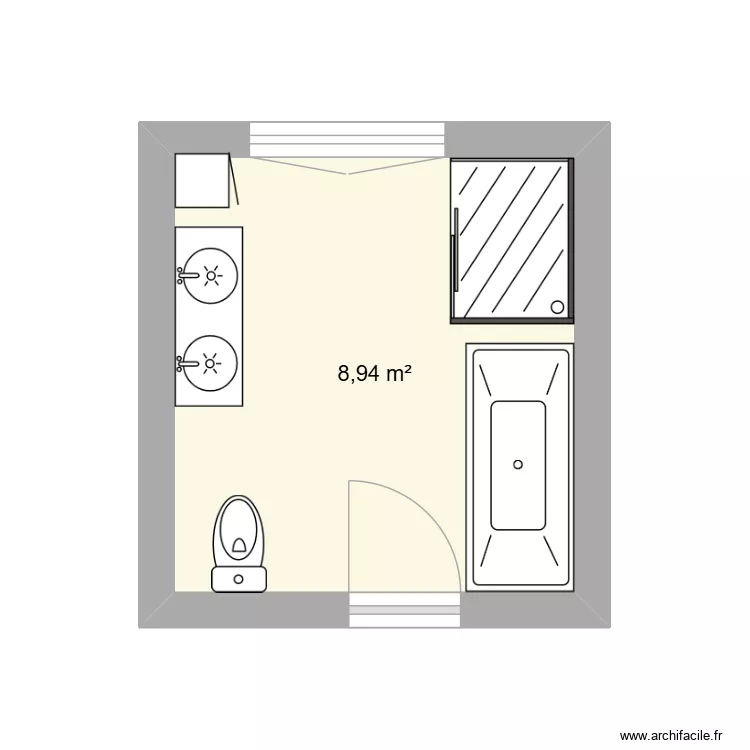 sdb 2. Plan de 1  et 9 m²
