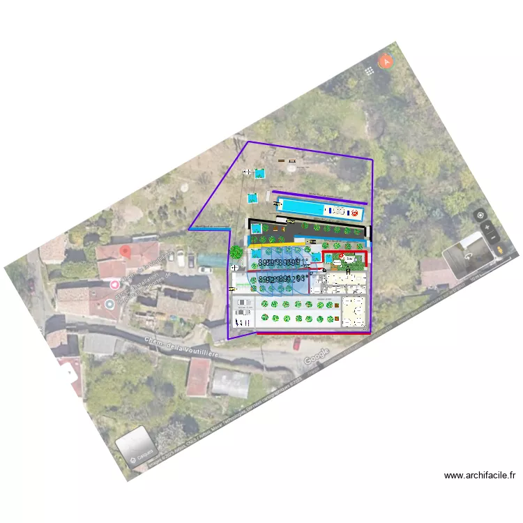 Champagne cuves +bassins- pediluve +sanitaires -4chambres +1suite. Plan de 