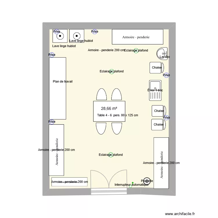 lavage. Plan de 1 pièce et 29 m²