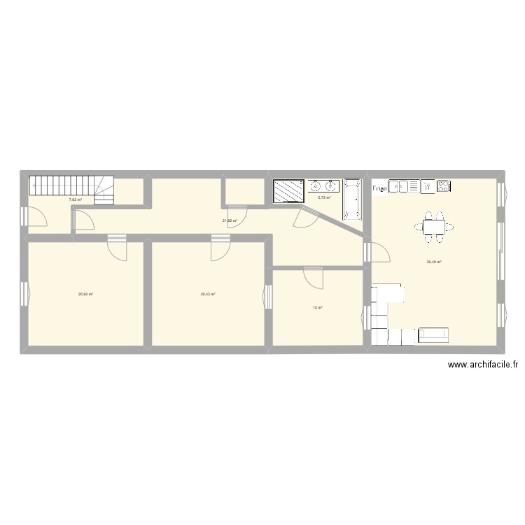 Jonny Gronau. Plan de 7 pièces et 125 m2