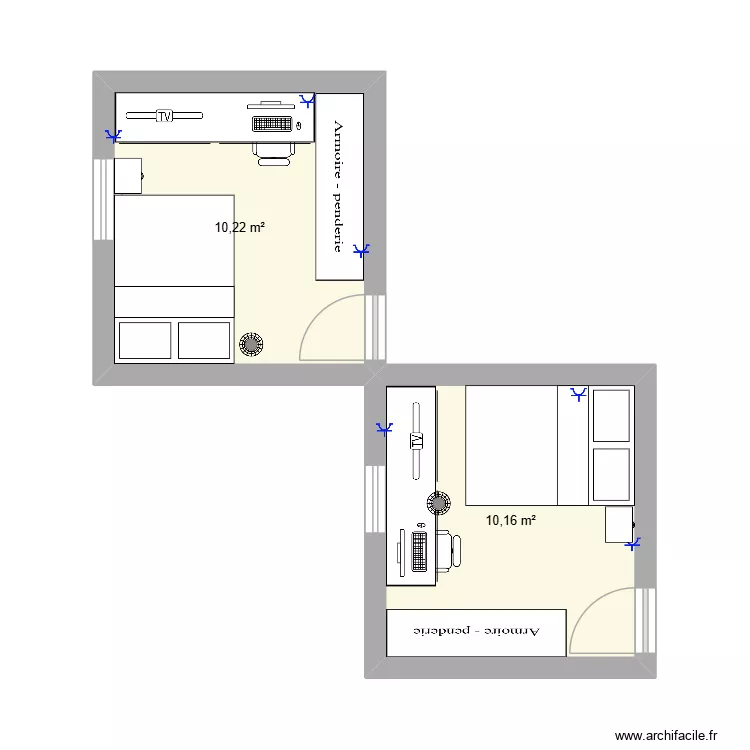 chambre barthé. Plan de 2 et 20 m² chambre barthé. Plan de 2 et 20 m²