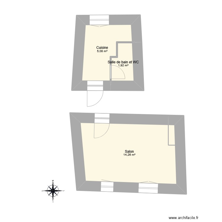 GIJON. Plan de 3 pièces et 21 m2