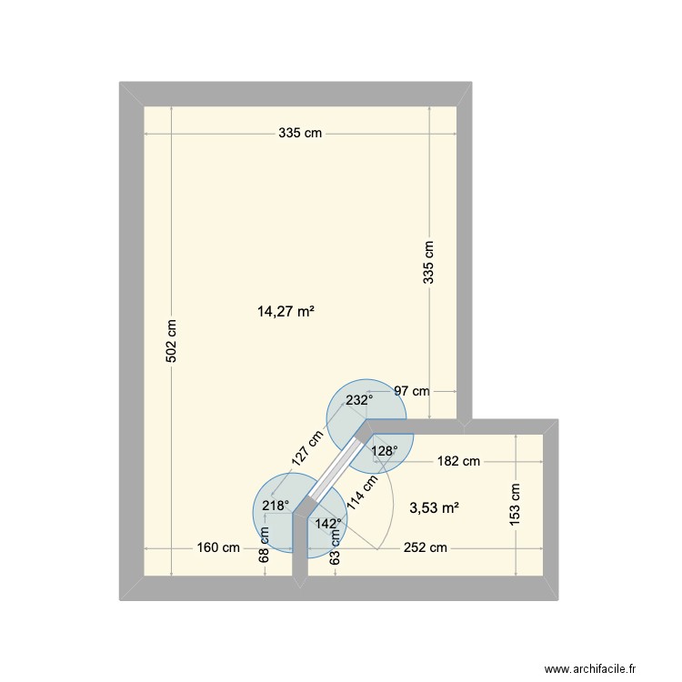 Appartement T2 Seigneurie . Plan de 2 pièces et 18 m2