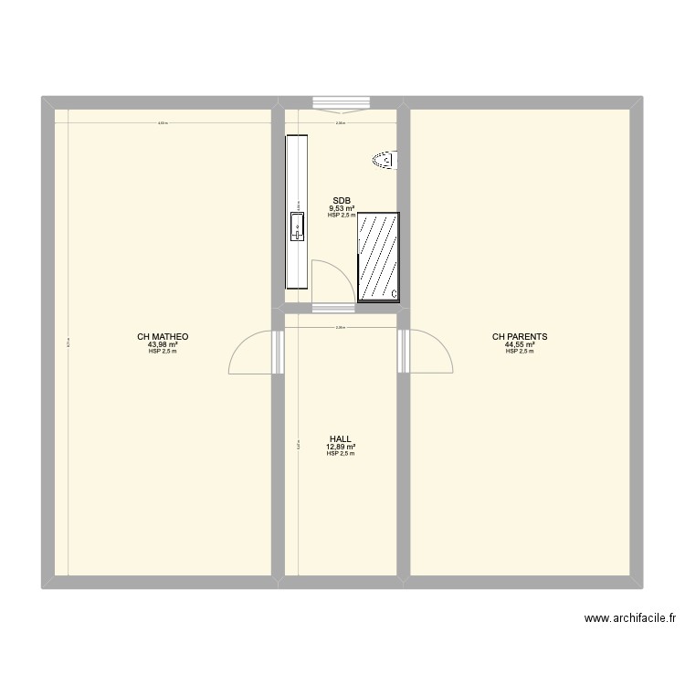 PLAN DERNER ETAGE. Plan de 4 pièces et 111 m2