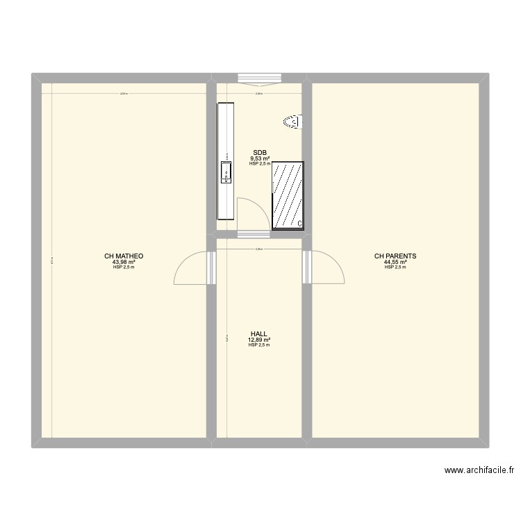 PLAN DERNER ETAGE. Plan de 4 pièces et 110 m2