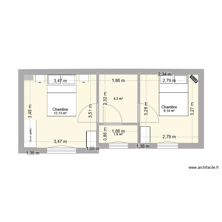 plan RDC. Plan de 4  et 27 m²
