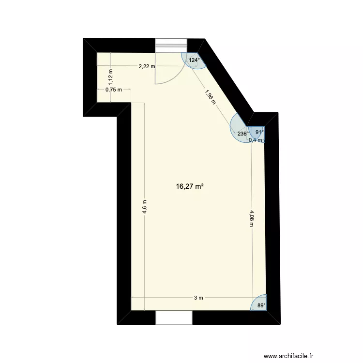 Narbonne renovation Didier. Plan de 1 pièce et 16 m² Narbonne renovation Didier. Plan de 1 pièce et 16 m²