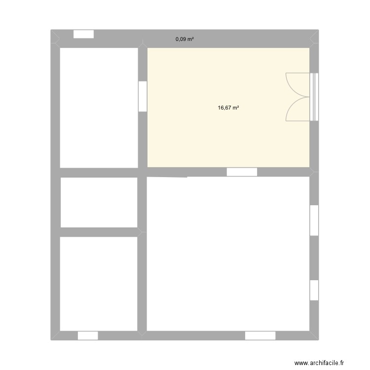 Bas. Plan de 2 pièces et 17 m2