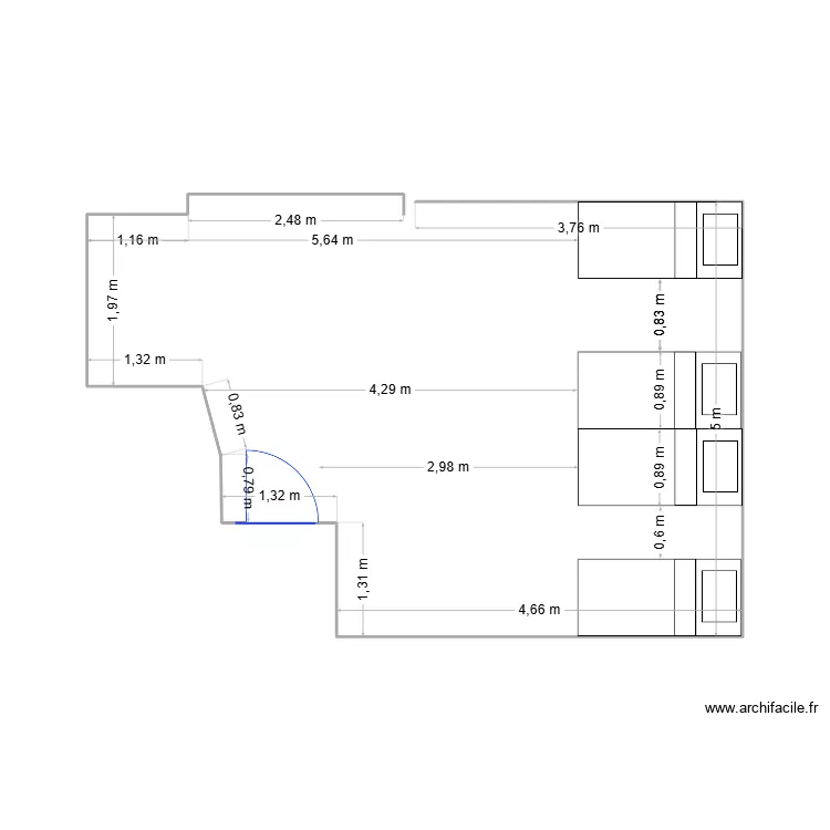 CHAMBRE GARAGE AVEC 4 LITS. Plan de 