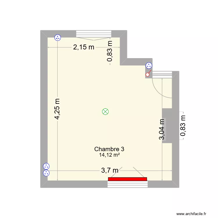 chambre 2. Plan de 1  et 14 m²