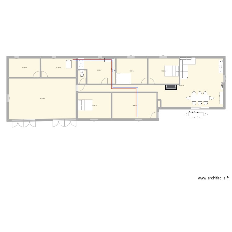 maison. Plan de 10 pièces et 199 m2